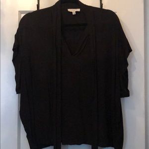 Black Habitual relaxed fit top with tie detail